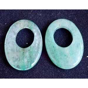 Natural Green Aventurine Oval Disk Pair Loose of Gemstone Set of 2 1.91 Gr 1.35"